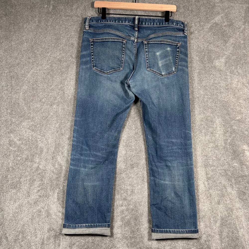 Uniqlo Jeans Japanese Selvedge Denim Kaihara Slim Straight Low Rise Men 35x27 - Picture 3 of 15